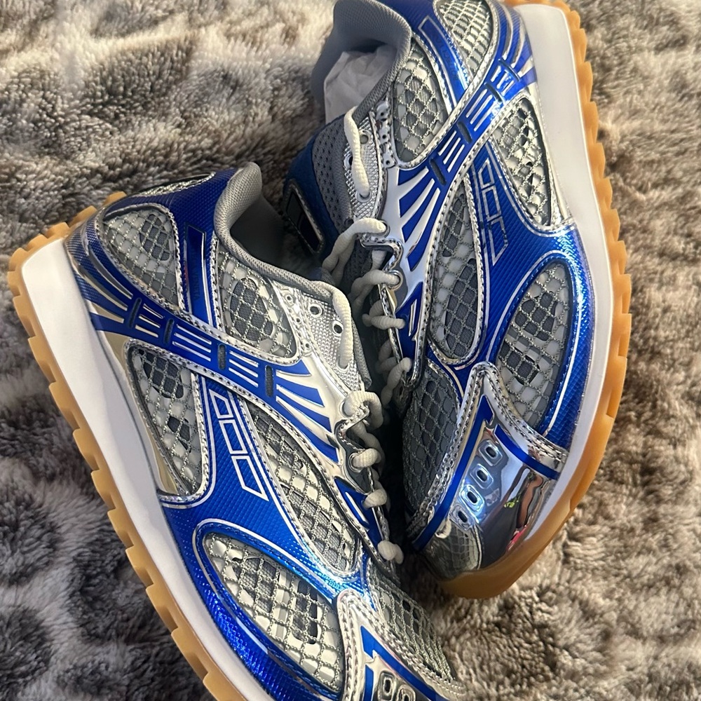 Bottega Veneta Blue and Silver Sneakers